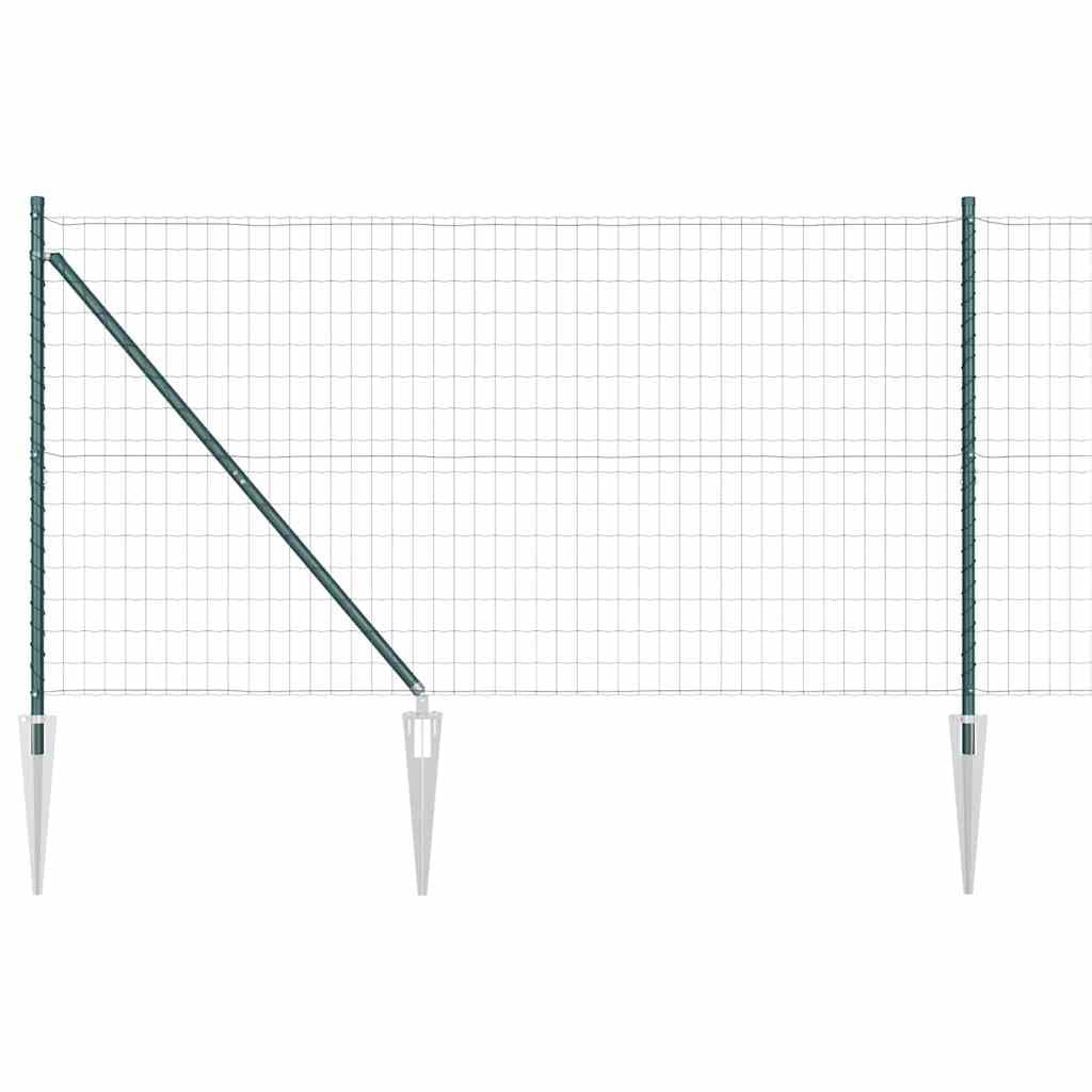 Outdoor Garden Fence with Posts Green 1.2 x 25 m Steel PVC Weather Resistant Privacy Fence Panel for Backyard Terrace Boundary Enclosure Set with Hardware