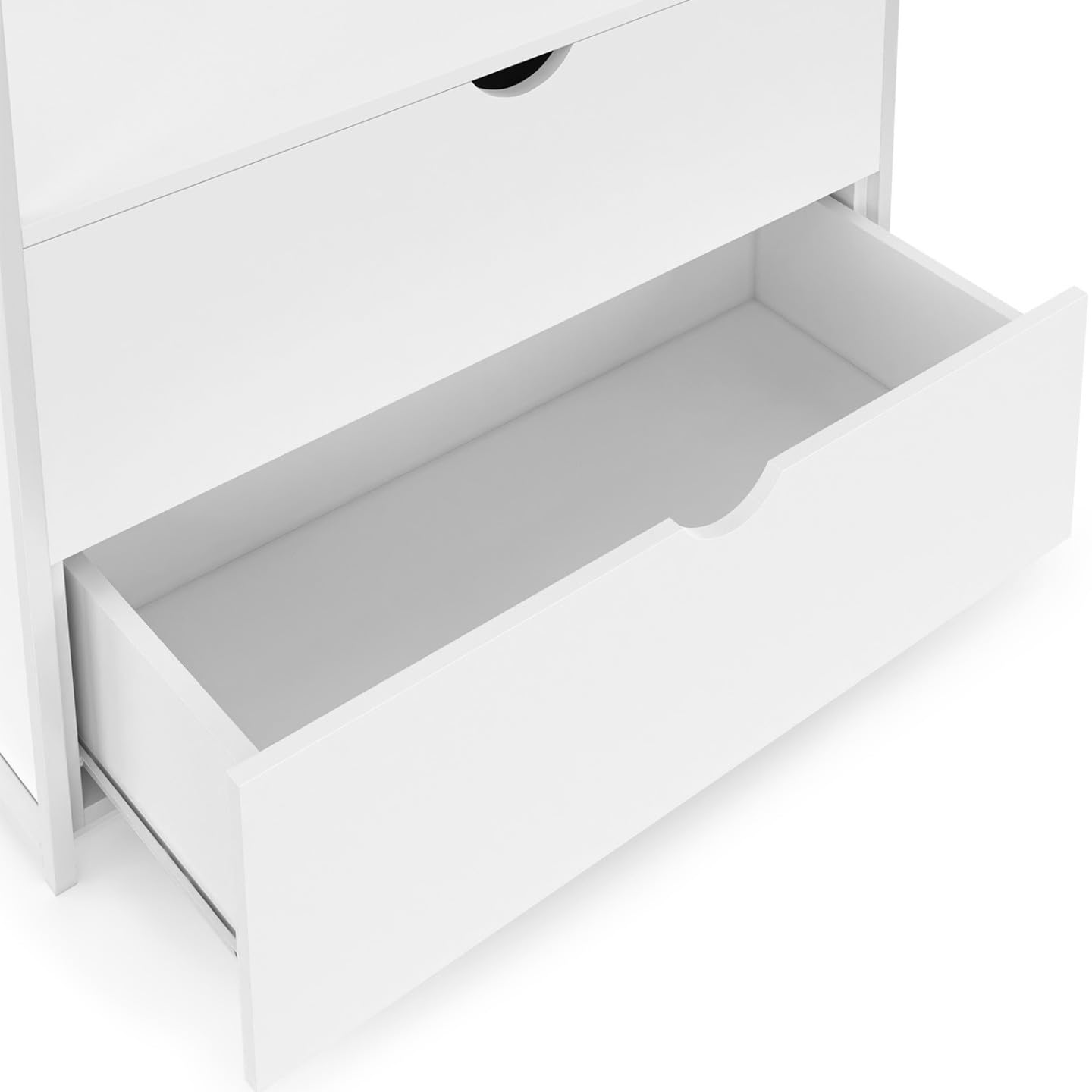 IDMarket – Armario para ropa con 2 cajones L. 80 cm BROOKLYN, madera blanca y metal blanco