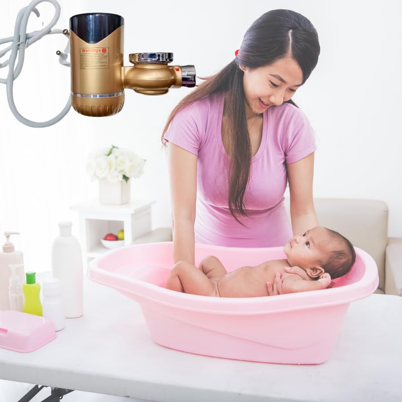 Image of Drumstone (Exclusive Winter New ?? Years Warranty) Tankless Electric Water Heater Faucet 3000W | Instant Hot Water | LCD Display | Energy Efficient | for Kitchen & Bathroom - Golden Colour