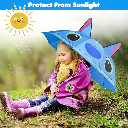Image of Zest 4 Toyz Umbrella for Kids Windproof Waterproof Lightweight Stylish Easy To Carry 3D Cartoon Umbrella For Rain Kids Umbrella for Girls (Pack of 1) Blue