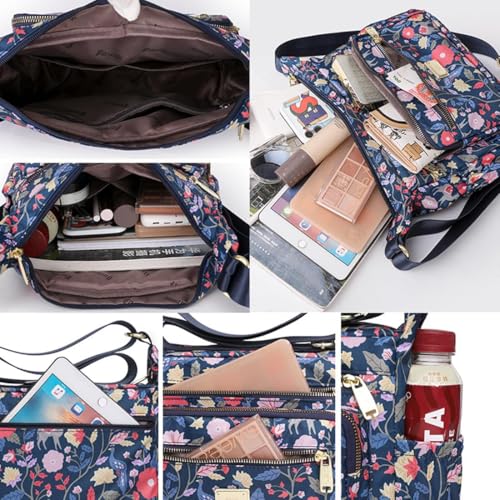 Image of Crossbody Bags for Women Multi Pocket Shoulder Bag Waterproof Nylon Messenger Purses and Handbags