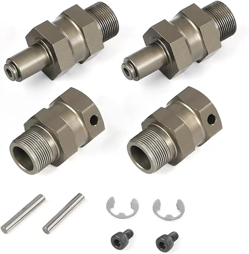 KingVal Replacement Harden 24mm Hex Hub Front and Rear Wheel Extender Combiner Compatible with 1/5 HPI ROVAN KM Baja 5B 5T 5SC RC Car (Titanium Color)