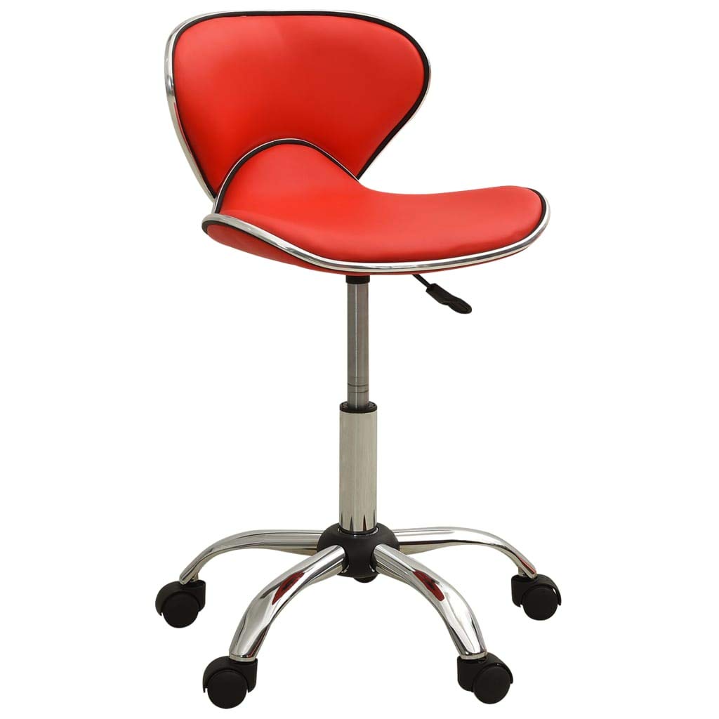 Friseur Rollhocker Rot mit höhenverstellbarer Gasdruckfeder drehbar und kippbar für Salon, Kosmetikstudio, Friseur, Barber, professionell, mit 5 Rollen, 110 kg