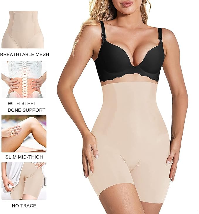 Image of KROYWEN Shapewear for Women Tummy Control High Waisted Body Shaper Shorts Shapewear