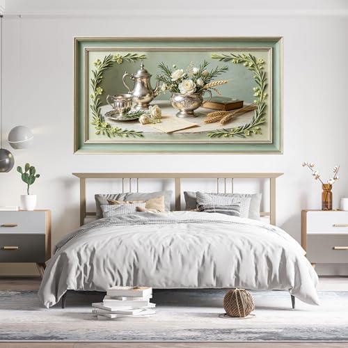 Nature morte théière argentée vintage en relief 3D amovible