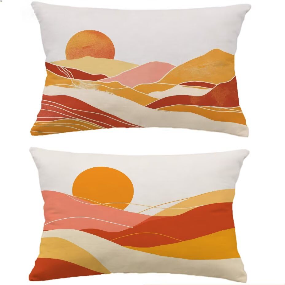 Housse de coussin extérieur 40x70 lot de 2 protège de la pluie aspect lin