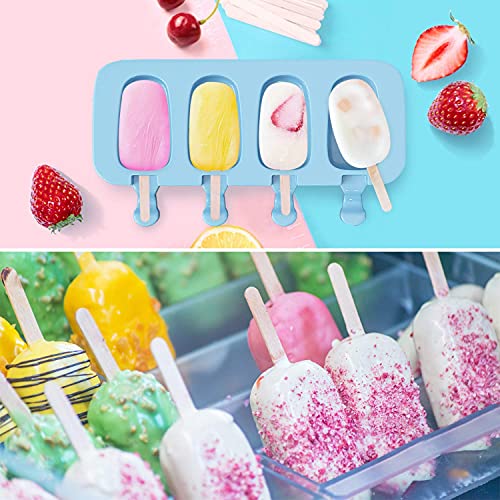 Popsicles Molds, Ozera 2 Pack Homemade Cake Pop Molds, Reusable Silicone Popcical Molds Maker Ice Pop Cream Molds Cakesicle Molds With 50 Wooden Sticks & 50 Popsicle Bags #TOP1