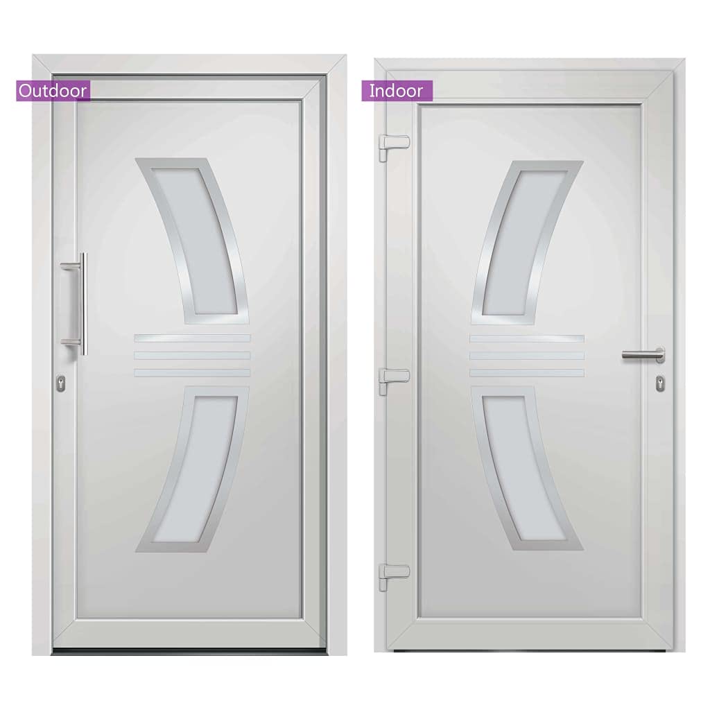 Gecheer Porta di Ingresso in PVC, Portoncino Esterno Blindato per Negozio, Balcone, Casa - Bianca 108x200 cm