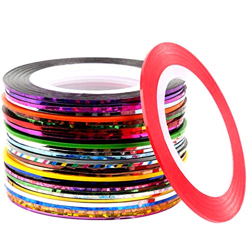 32 Colors Nail Striping Tape Line , FANDAMEI Multicolor Rolls Striping Tape Line Nail Art Decoration Sticker DIY Nail Tip