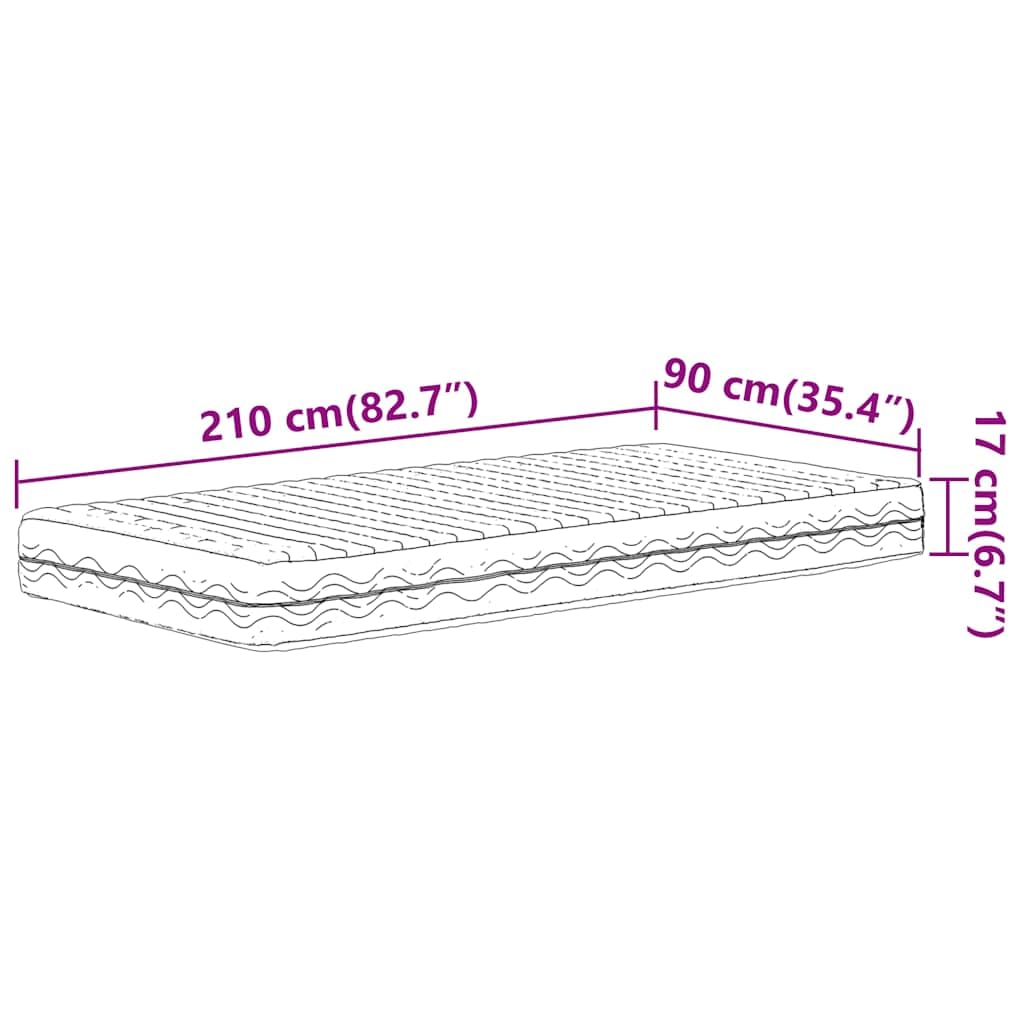 vidaXL Materac piankowy, biały, 90x210 cm, twardość H2/H3