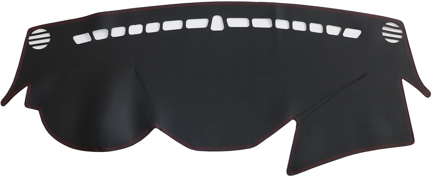 Leather Dashboard Dash Cover Pretector Mat Red Line Compatible with Hyundai Sonata 2011-2014 Non-Slip