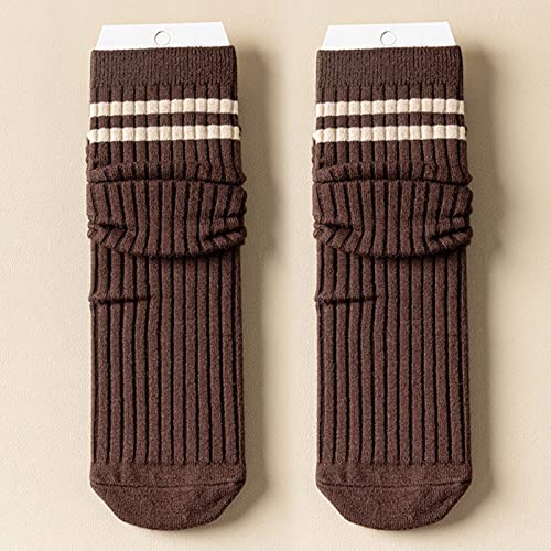 Women Knitted Cotton Striped Socks Mid Tube Autumn And Qinter All Long Tube Pure Cotton Christmas (L, One Size) #TOP1