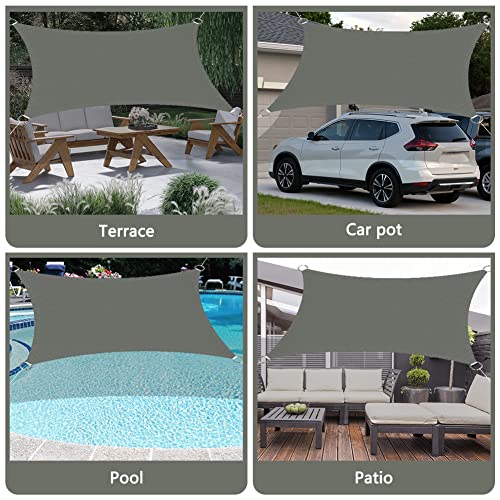 OFFCUP Sun Shade Sail, 2m x 3m Rectangle Awning Canopy, 160gsm Waterproof Shade Sail Garden Sun Sail Patio Canopy 90% UV Block with Free Rope, for Outdoors, Garden, Patio, Yard, Party (Grey) - Image 6