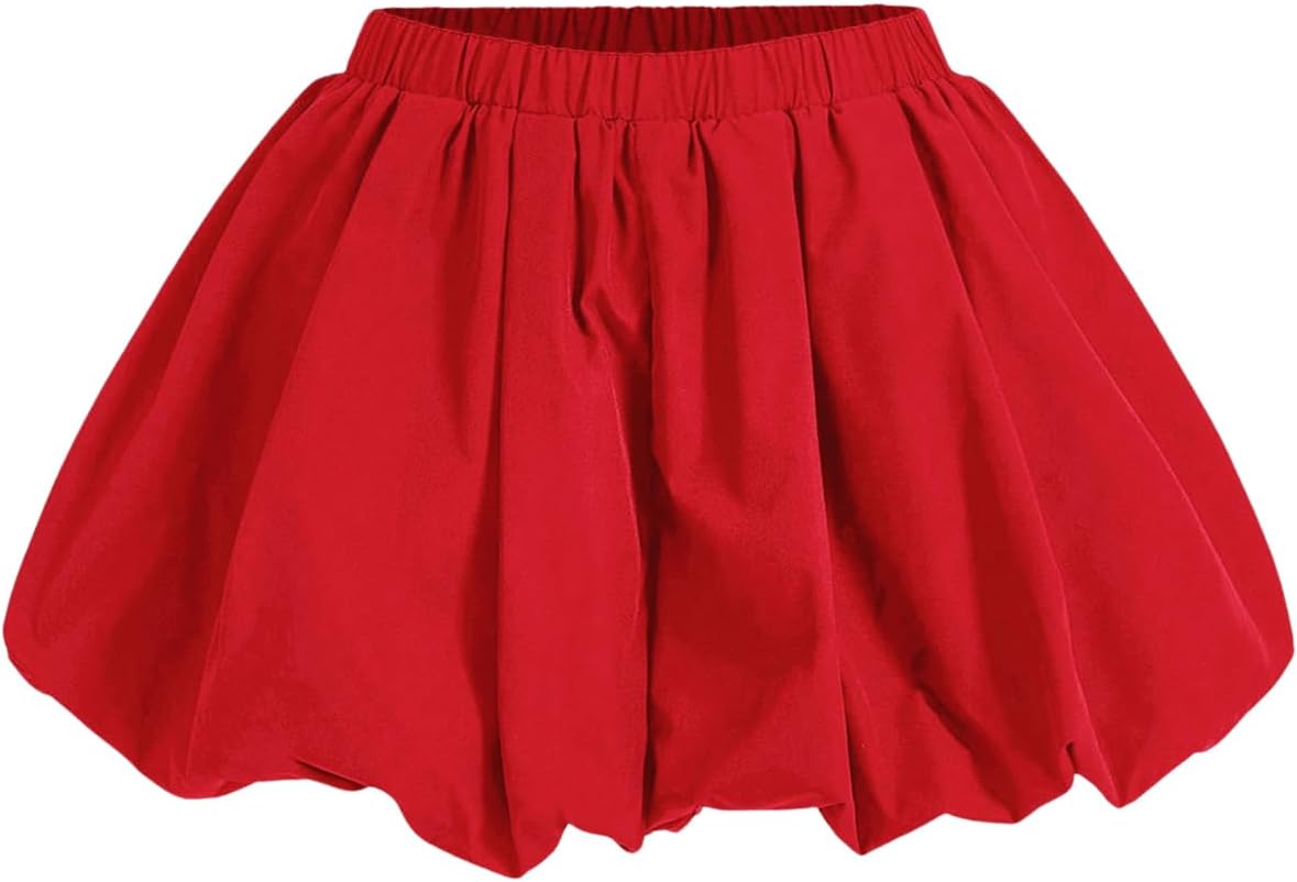 Women's Y2K Bubble Shorts Elastic High Waist Ruffle Shorts Summer Fashion Wide Leg Bloomers