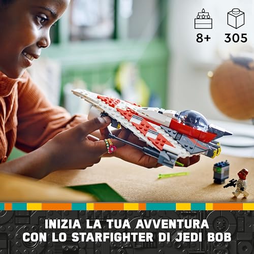 Star Wars Starfighter di Jedi Bob, Modellino di Astronave Giocattolo da Costruire con 2 Minifigure, Giochi Creativi per Bambini e Bambine da 8 Anni, Idea Regalo di Compleanno da Collezione 75388 - Lego - Immagine 1