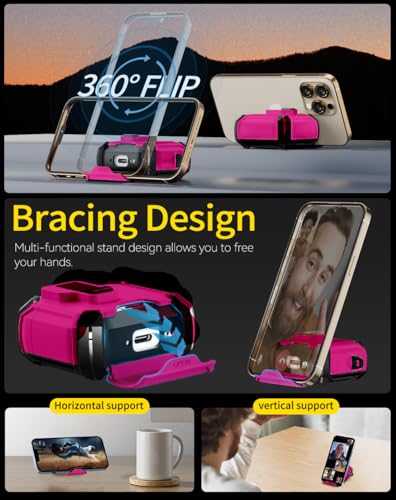 Image of Pohgelan Compatible with AirPods 4 Case (Rose red) | Magnetic Automatic Lock with Phone Stand & Cleaning Kit,Compatible with Magsafe