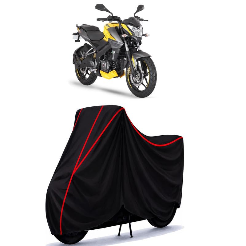 Image of Bajaj Pulsar NS 200 BS6 Water Resistant Bike Cover for All Motorcycles & Rain | Heavy Duty Taffeta Fabric | UV Protection, Dustproof, Scratchproof | All Weather Two Wheeler Cover with Elastic Bottom