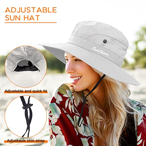 Image of Sun Hats for Women Beach Hat Ponytail Hat Womens Sun Hat with UV Protection Wide Brim