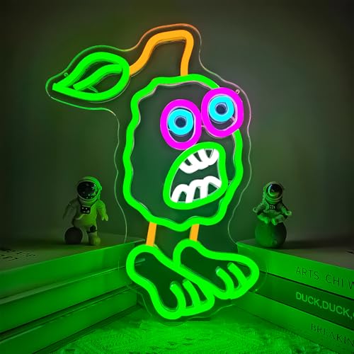 Image of Monsters Neon Signs for Wall Decor Dimmable LED Game Monsters Neon Light Birthday Decorations for Game Fans, Green Monsters Neon Light Signs Suitable for Birthday Gift