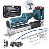 Yofidra Electric Grease Gun - 2 in 1 Design, 12000PSI, 5.3 oz/min Flow, Cordless Grease Gun with 2×3000 mAh Batteries and Charger, 90° Swivel Coupler, Efficient for Truck, Construction, Farm