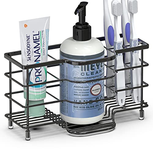 Linkidea Stainless Steel Electric Toothbrush Holder Stand, Ventilated Toothbrush Holder Toothpaste Storage Organizer, 6 Slots Multifunctional Rack For Razor, Shaver, Comb (Black Brushed Nickel) #TOP21