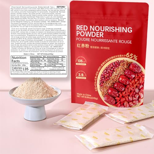 Image of SIJIYUNLI-Red Nourishing Powder 245g /8.64oz Boiled Free Brewing Nutritious Breakfast, Five Kinds of red Grains, no Essence, no Pigment, no Preservative, containing 7 Small Bags