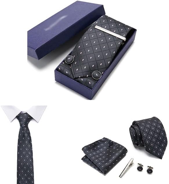ギフトボックス付きカフスボタン ​​ジャカード織りネクタイセット メンズ ウェディングパーティー ギフトボックス ネクタイセット