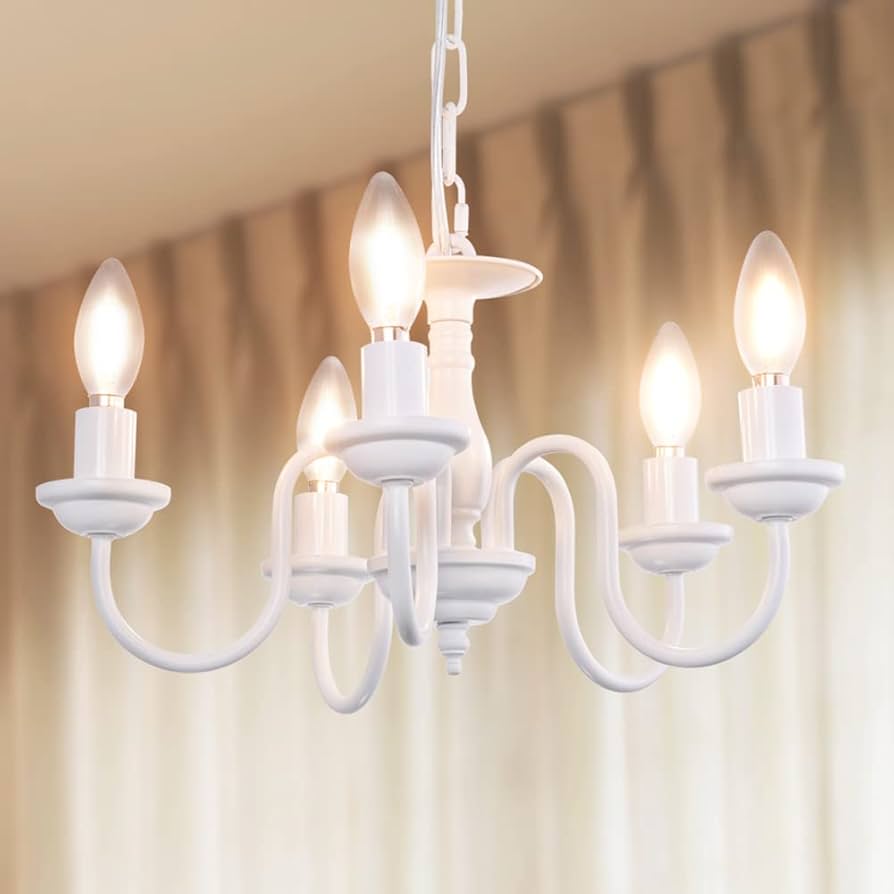 ホワイトシャンデリア 5灯 ローラアシュレイ/ Laura Ashuly ホワイトシャンデリア 5灯