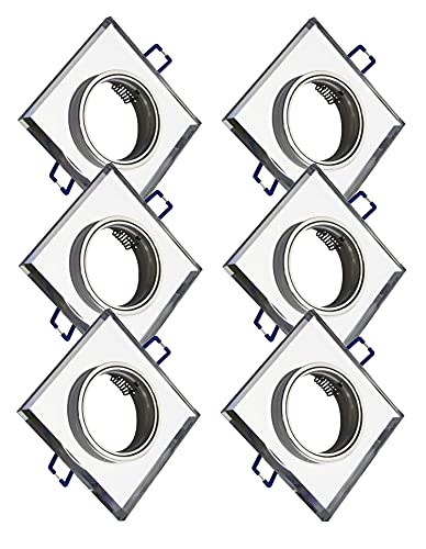 Trango Set de 6 *CRYSTAL* Foco de techo 6729S-06 de vidrio cortado a mano incl. 6x GU10 portalámparas directo 230V - luz empotrada, focos empotrados, plafón, focos de techo, luz de baño, lámpara