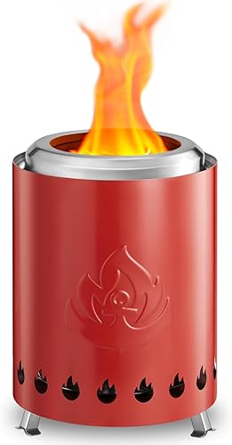 Havato Fogata de mesa de 6.7 x 7.3 pulgadas con soporte, hoguera sin humo para exteriores, estufa pequeña de acero inoxidable 304 alimentada con