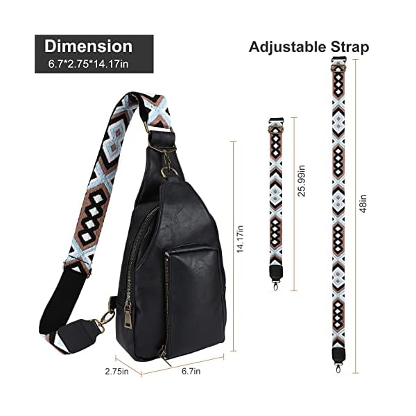 Augot PU Leather Sling Bag for Women, Fashional Crossbody Bag, Small Sling Belt Mini Chest Bag Sholder Bag with Guitar Strap - Image 4