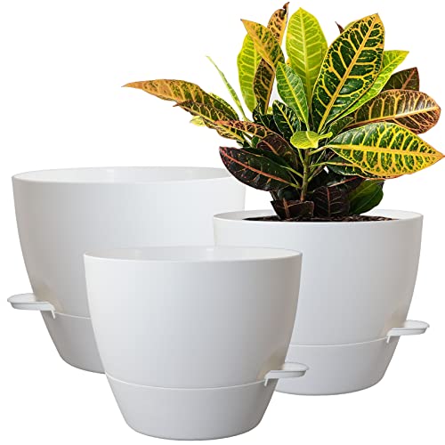 Automatic Watering System for Indoor Plants: DIY and Other Options | UrbanOrganicYield.com UOUZ 10/9/8 inch Self Watering Pots, Set of 3 Plastic Planters with Mesh Drainage Holes...