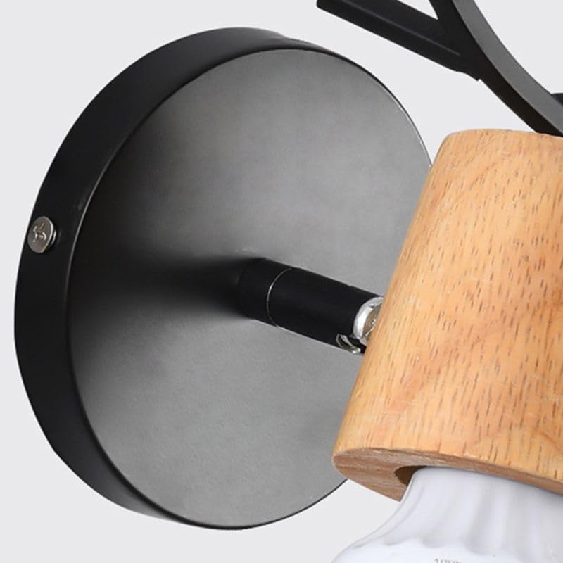 Image of LITFAD Minimalist Wall Sconce Deer Horn Shape Wall Light Modern Wall Mounted Lamps Single Light Exposed Bulb Design Wall Lighting Fixtures for for Hallway, Bedroom, Living Room, Bathroom,Black-Wood