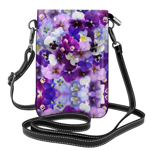 Sac à bandoulière imprimé floral violet pour voyage et petite monnaie