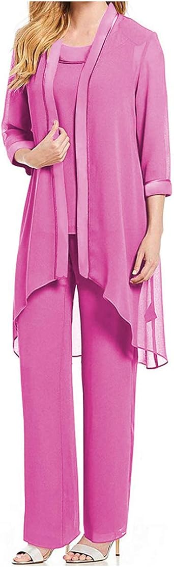 Conjunto de pantalones de vestir para madre de novia de 3 piezas de mujer  con chaqueta trajes de gasa tamaño personalizado, Lila, 44: Amazon.es: Ropa