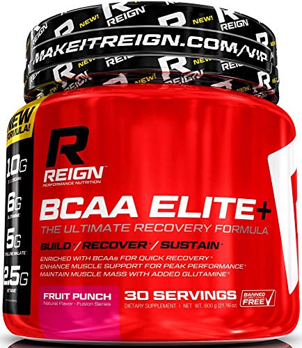BCAA Elite+ Amino Acids - Post Workout Recovery BCAA Powder with Glutamine - Train Harder, Recover Faster & Build Muscle Mass - Best Bodybuilding Branched Chain Amino Acid Supplement for Men & Women
