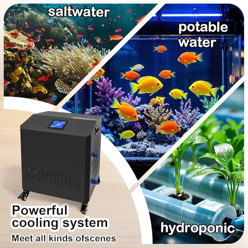 Image of Aquarium Chiller,LED Display Fish Tank Chiller, 1 HP Active Aqua Chiller for Axolotl, Water Chiller with Pump, Nozzles and Hoops Ideal for Coral Reef Shrimp (264 Gallon)