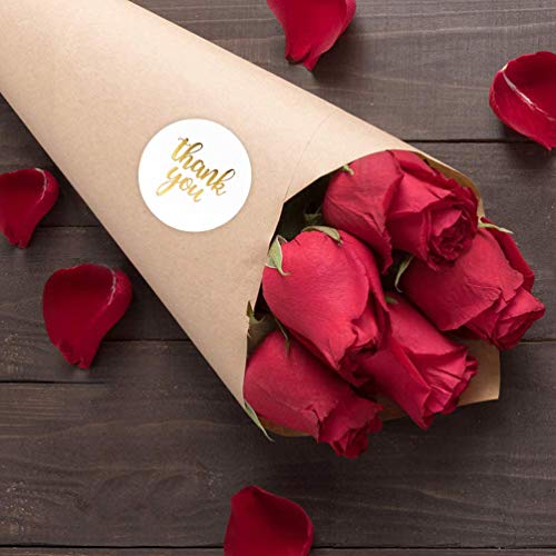 Thank You Label Sticker 1.5" Round, 500 Labels Per Roll, Thank You Sticker For Birthday, Wedding, Gift, Bridal Shower Gold (White/Gold) #TOP4