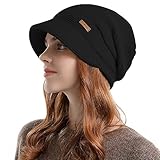 [SIVAN] ニット帽 レディース 秋 冬 【定番なつば付き・裏起毛・二重保温・肌に優しい】 防寒防風 柔らかい 被り心地良い 締め付け感ゼロ 小顔効果 通気 ふんわり 帽子 キャップ ケア帽子 無地 シンプル 防寒対策 男女兼用 (#01.ブラック)
