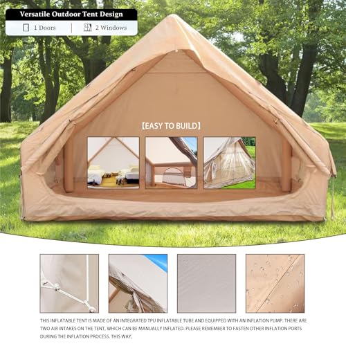 Carpa inflable para camping 4-6 personas beige miniatura 5