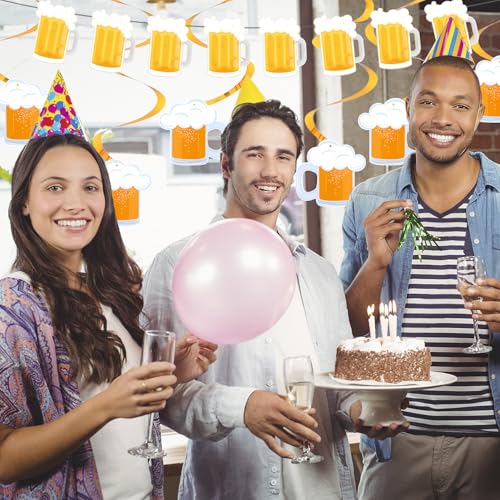 Image of Beer Birthday Banner for Beer Party and Birthday Wedding Party Supplies (Gold+Dark Yellow)