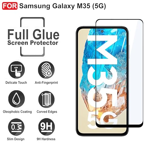 Image of CEDO Tempered Glass for Samsung Galaxy M35 (5G) | Screen Protector Full HD Quality Tempered Glass Anti-Scratch Edge to Edge Coverage with Easy Installation Kit (Black)