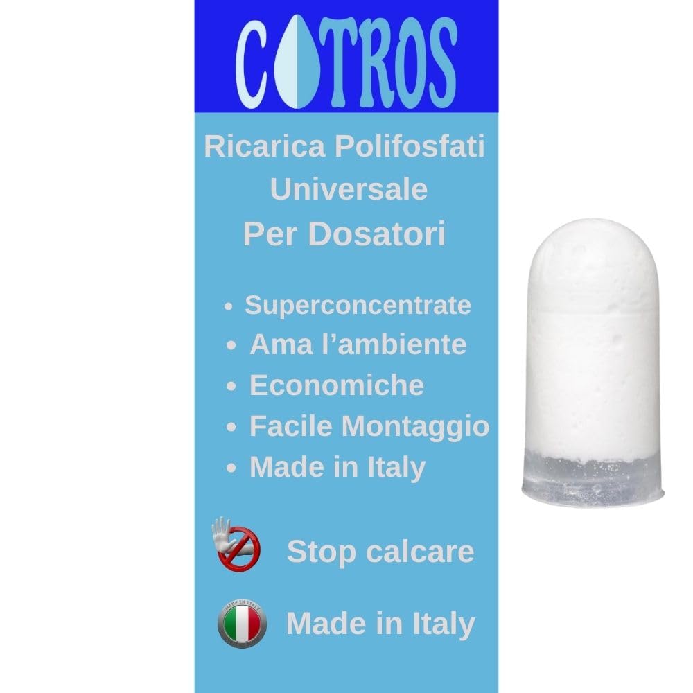 Ricarica Ricambio Polifosfati Dosatori Caldaie Elettrodomestici Impianti Universali Made in Italy (Confezione Pezzi 18)