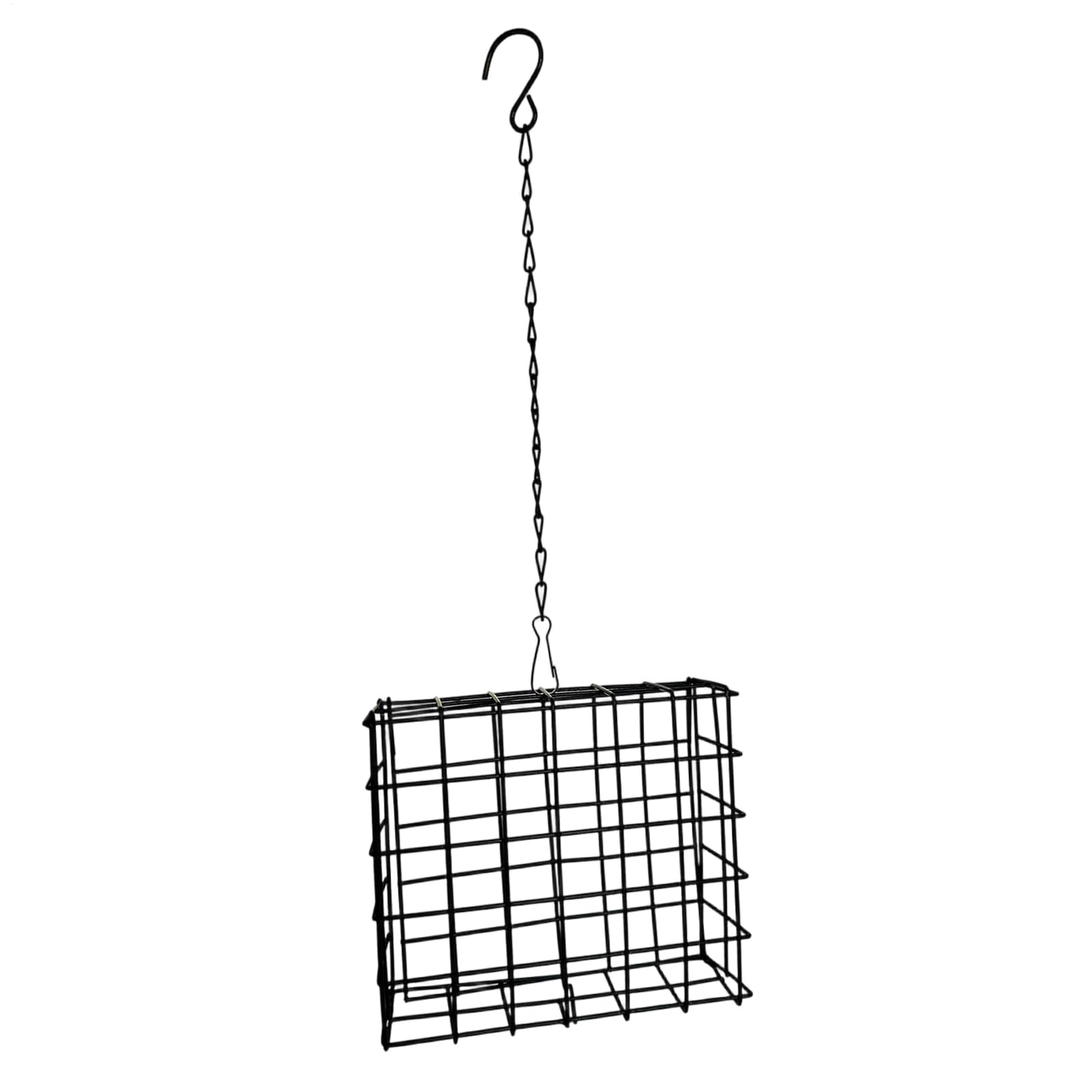 Hanging BirdFeeder - 12x4.5x13.8cm Outdoor BirdFeeder | Square Wire Mesh Feeder | Hanging Metal Bird Food Rack with Chain | Garden Wild Bird Feeder | Easy to Refill for Birds