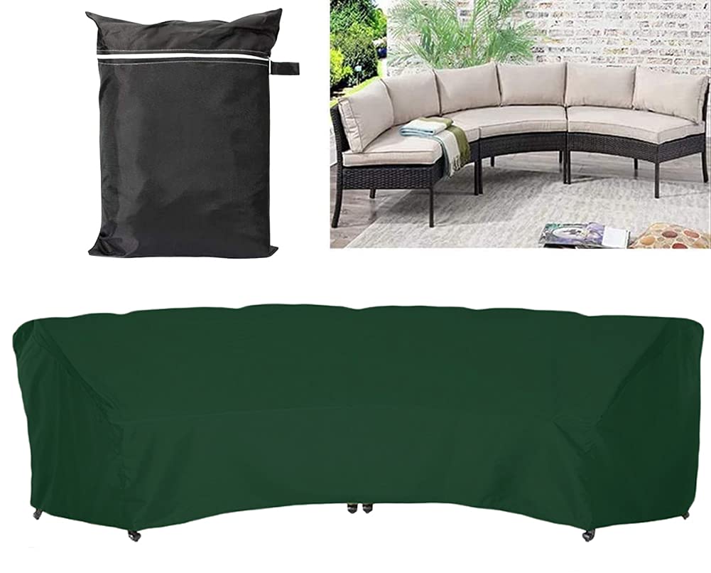Garden Furniture Covers COOSOO Outdoor Sectional Curved Sofa Protector Covers waterproof for Half-Moon Couch Sets Sofa Furniture Cover Dustproof Windproof Anti-UV (483×110×92cm/190×43×36in, Green)