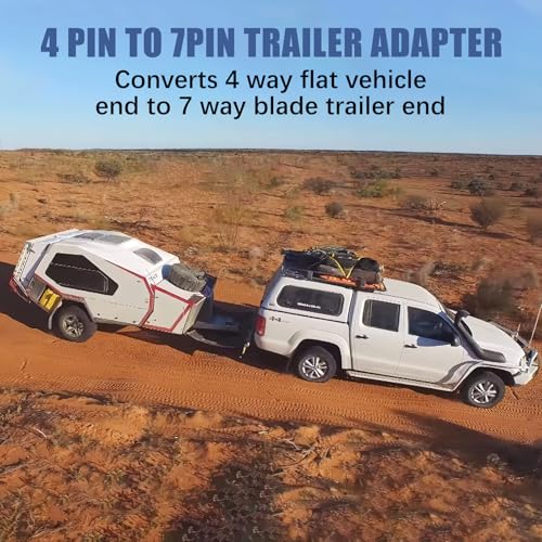 image for YONHAN 4 Pin to 7 Pin Adapter Trailer Light Adapter 4-Way Flat Truck t
