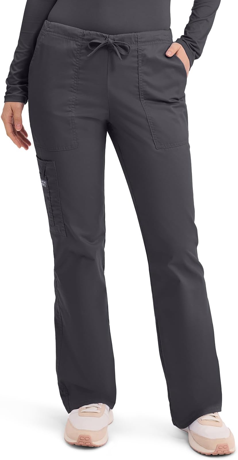 Scrub Pants for Women Mid Rise Flare Leg Drawstring Cargo Medical Uniform 4 Pocket Durable Easy Care Stretch - 4044