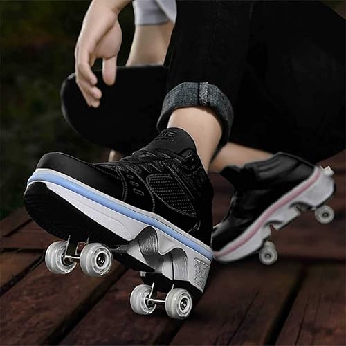 Miniatura 2 de Patines de ruedas para mujeres y hombres al aire libre, zapatos de parkour 2 en 1 con ruedas para niñasniños, zapatos de doble fila, zapatos