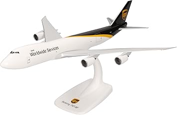 Herpa Snap-fit Airplane Model UPS Boeing 747-8F on Scale of 1:250, Plastic Miniature with pedastal, Model Building, Collectors Edition
