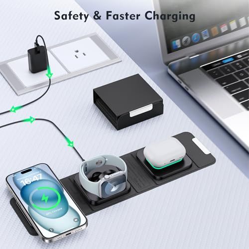 Houego Z22 Wireless Charger For Iphone - 3 In 1 Charging Station For Apple Multiple Devices, Foldable Magnetic Mag-Safe Travel Charging Pad thumb #5